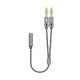 AISENS Cable Adaptador Audio Jack 3.5 4pines/H-2xjack 3.5 3pines/M, Gris, 25cm - A128-0417